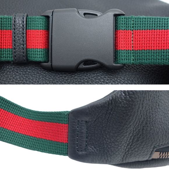 Gucci Print Logo Belt Bag Sherry Line Body Bag Leather Black - Picture 4 of 7